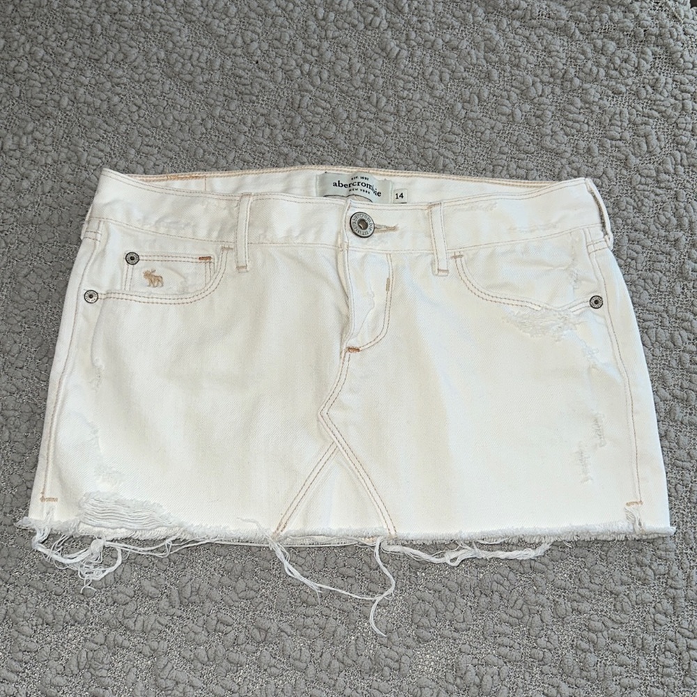 White denim micro mini skirt